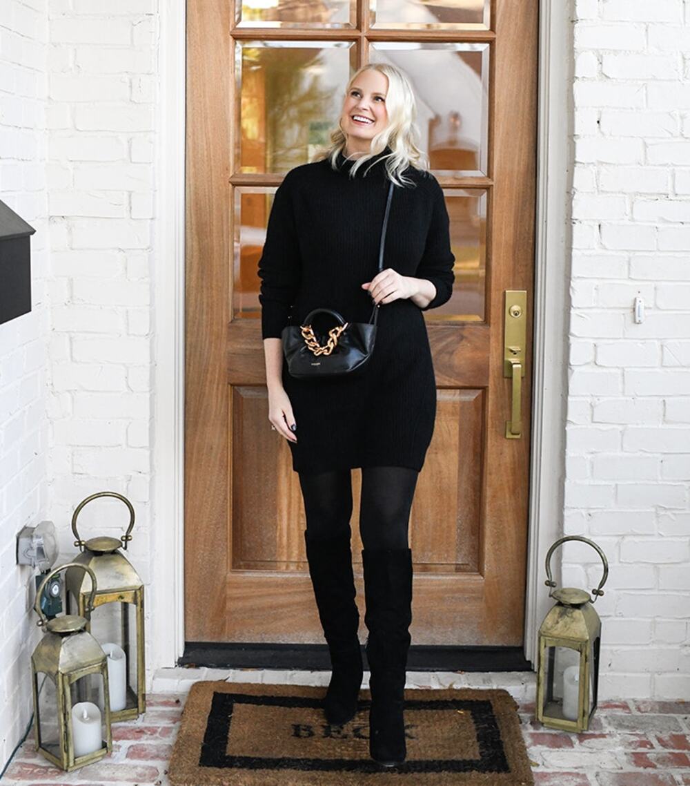 RAG & BONE Pierce 100% Cashmere Rib Turtleneck Sweater Dress Black Sz XL {N49}